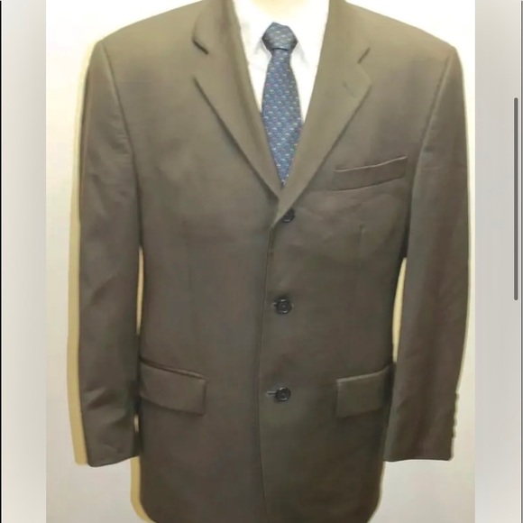 CK Calvin Klein Men Blazer 40R Dark Brown 100% Wool Lined 3 Buttons Canada Made - Picture 5 of 5